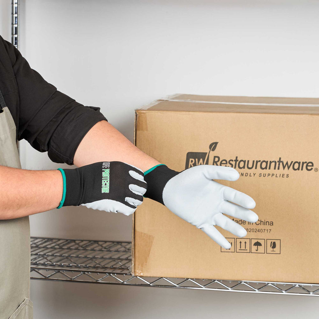 Life Protector Black Nylon Medium Work Gloves - with Foam Nitrile Palm Coating - Pair - 1 count box