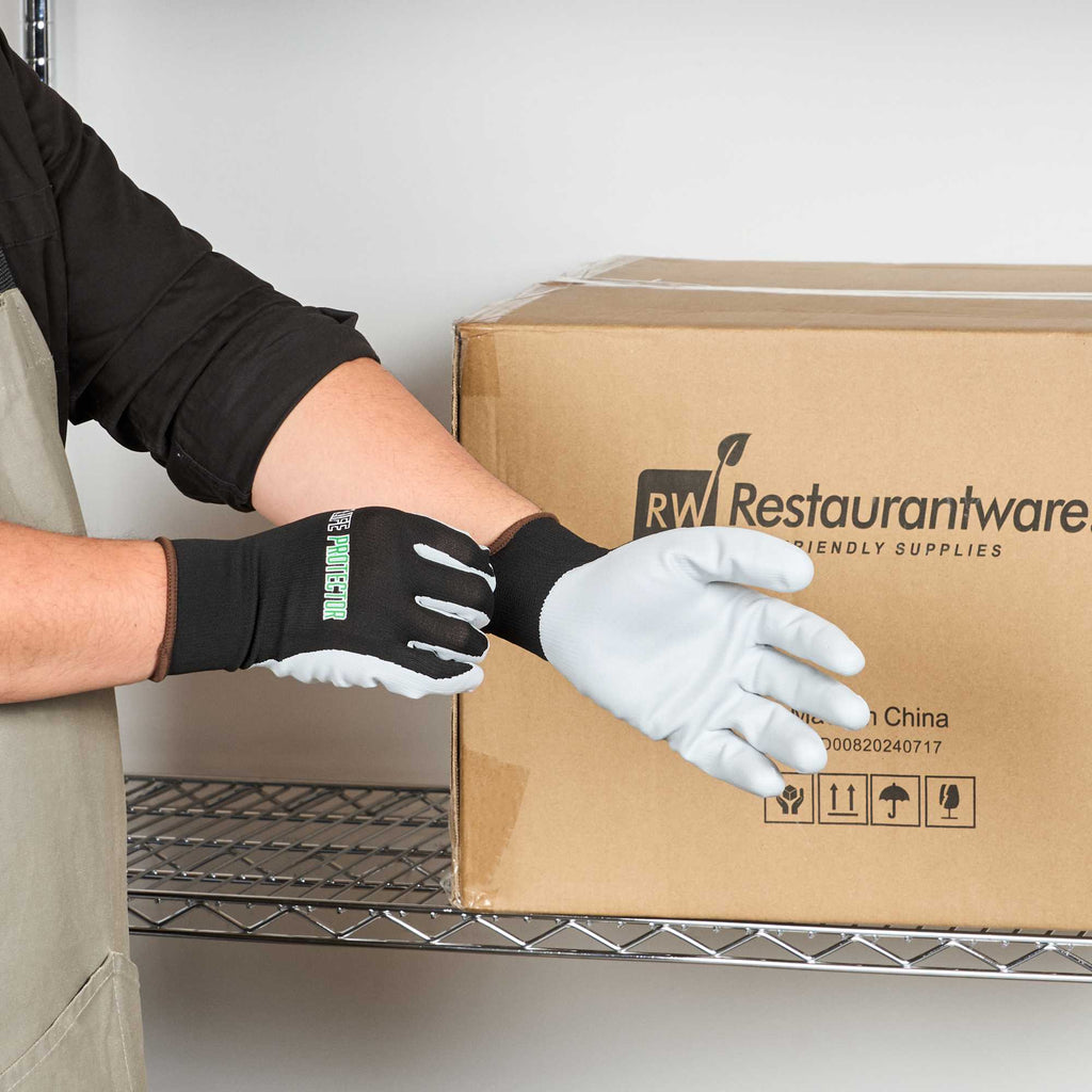 Life Protector Black Nylon Large Work Gloves - with Foam Nitrile Palm Coating - Pair - 1 count box