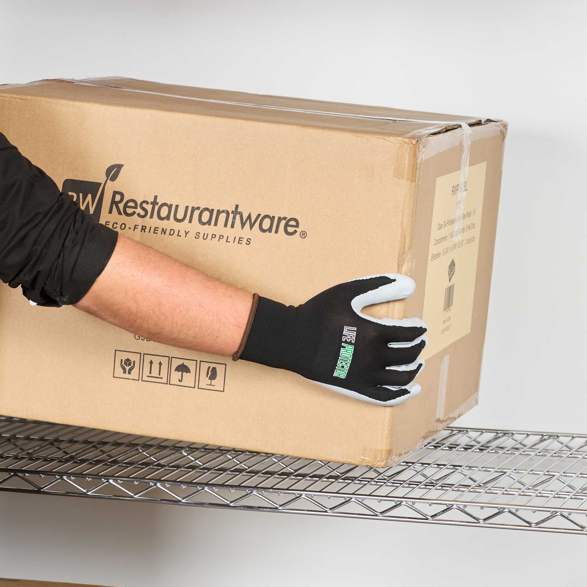 Life Protector Black Nylon Large Work Gloves - with Foam Nitrile Palm Coating - Pair - 1 count box