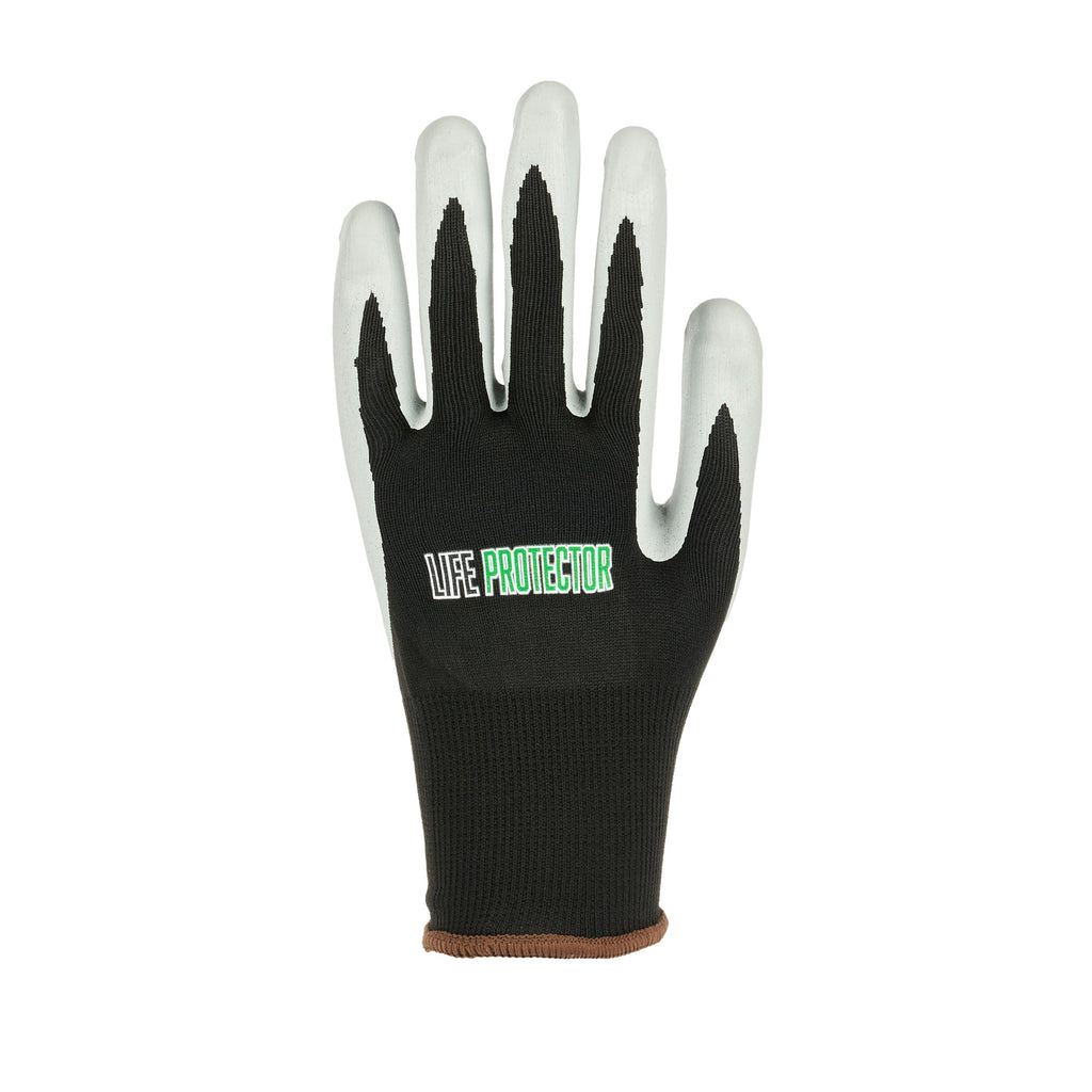 Life Protector Black Nitrile Large Work Gloves - with Foam Nitrile Palm Coating - Pair - 10 count box