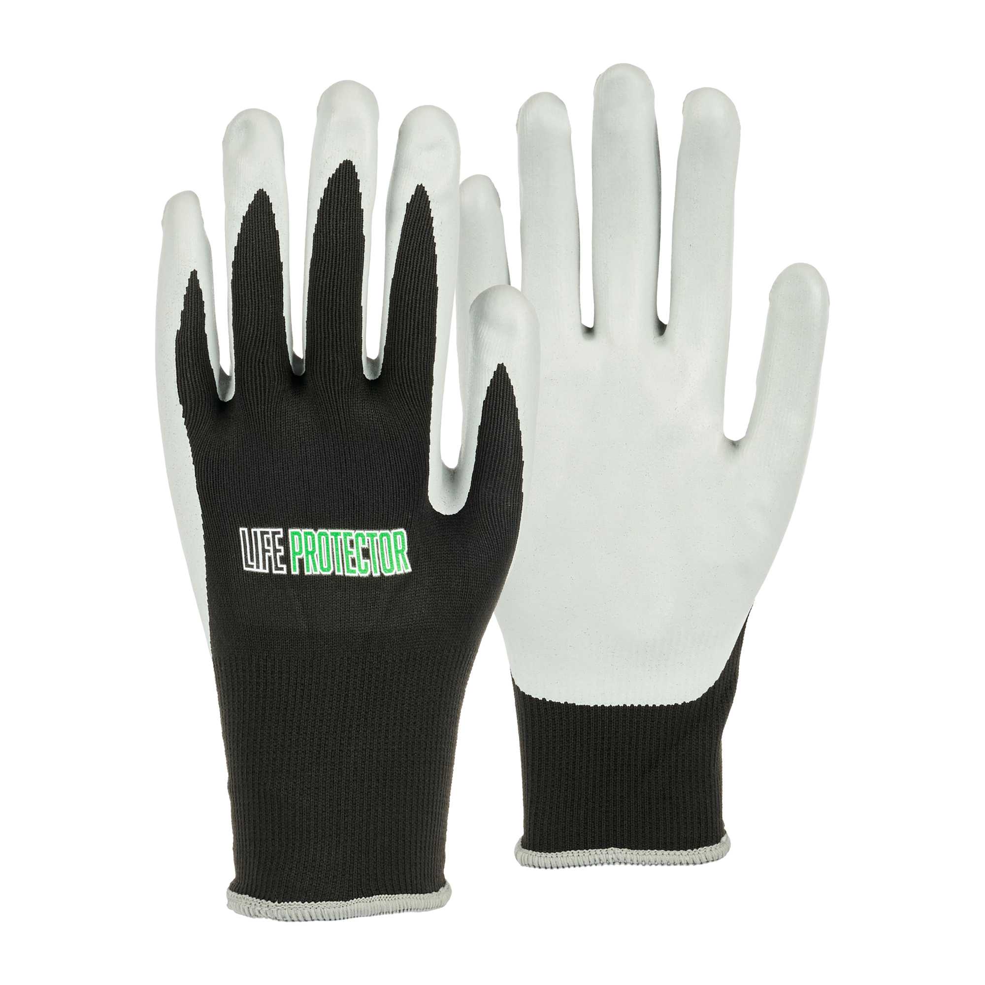 Life Protector Black Nylon Extra Large Work Gloves - with Foam Nitrile Palm Coating - Pair - 1 count box