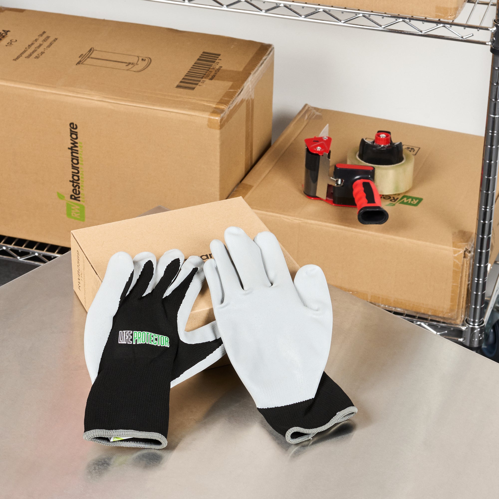 Life Protector Black Nylon Extra Large Work Gloves - with Foam Nitrile Palm Coating - Pair - 10 count box