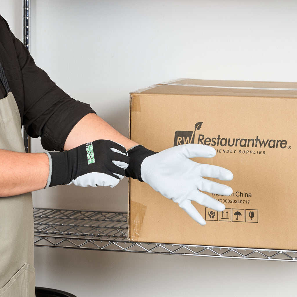 Life Protector Black Nylon Extra Large Work Gloves - with Foam Nitrile Palm Coating - Pair - 10 count box