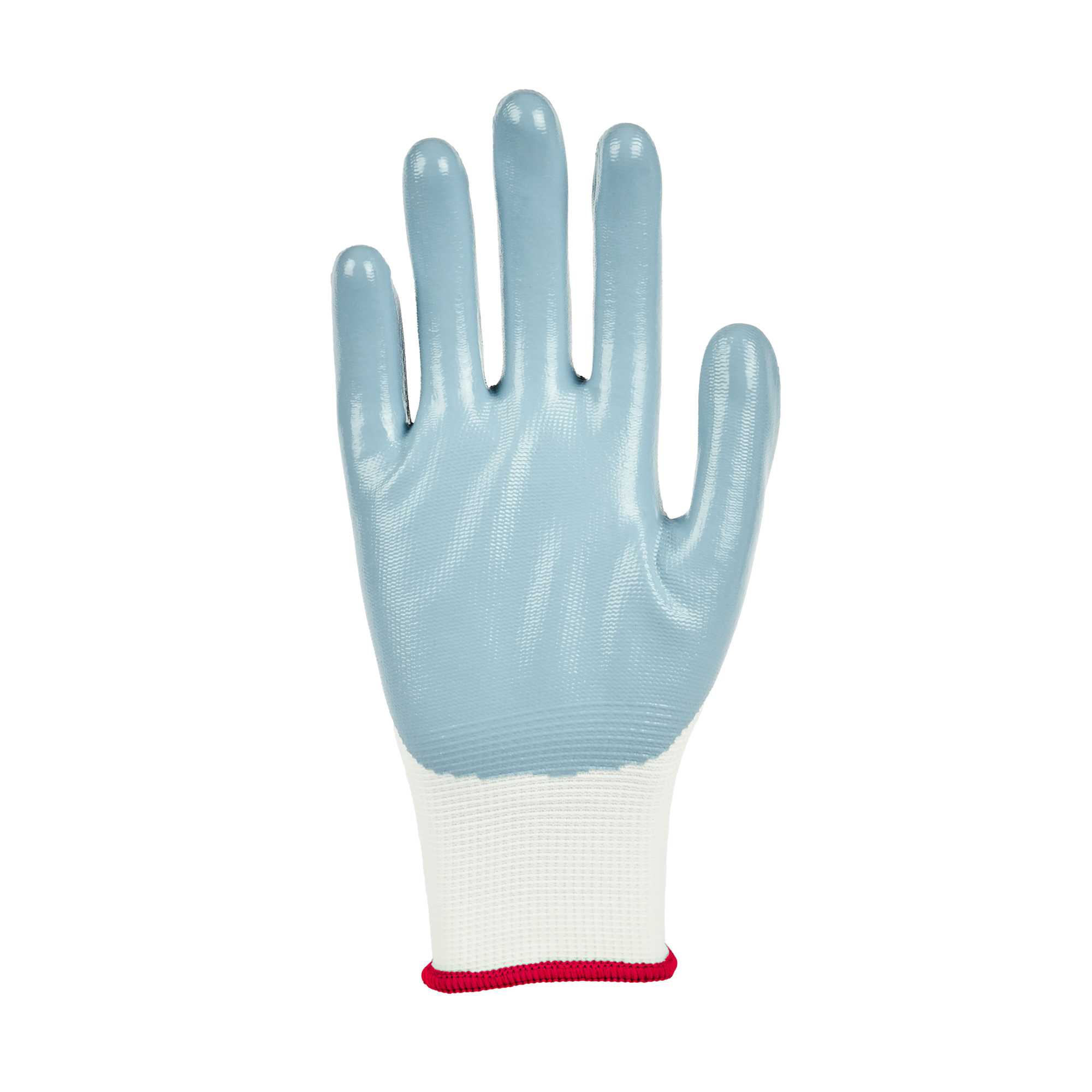 Life Protector White Nylon Small Work Gloves - with Flat Nitrile Palm Coating - Pair - 1 count box