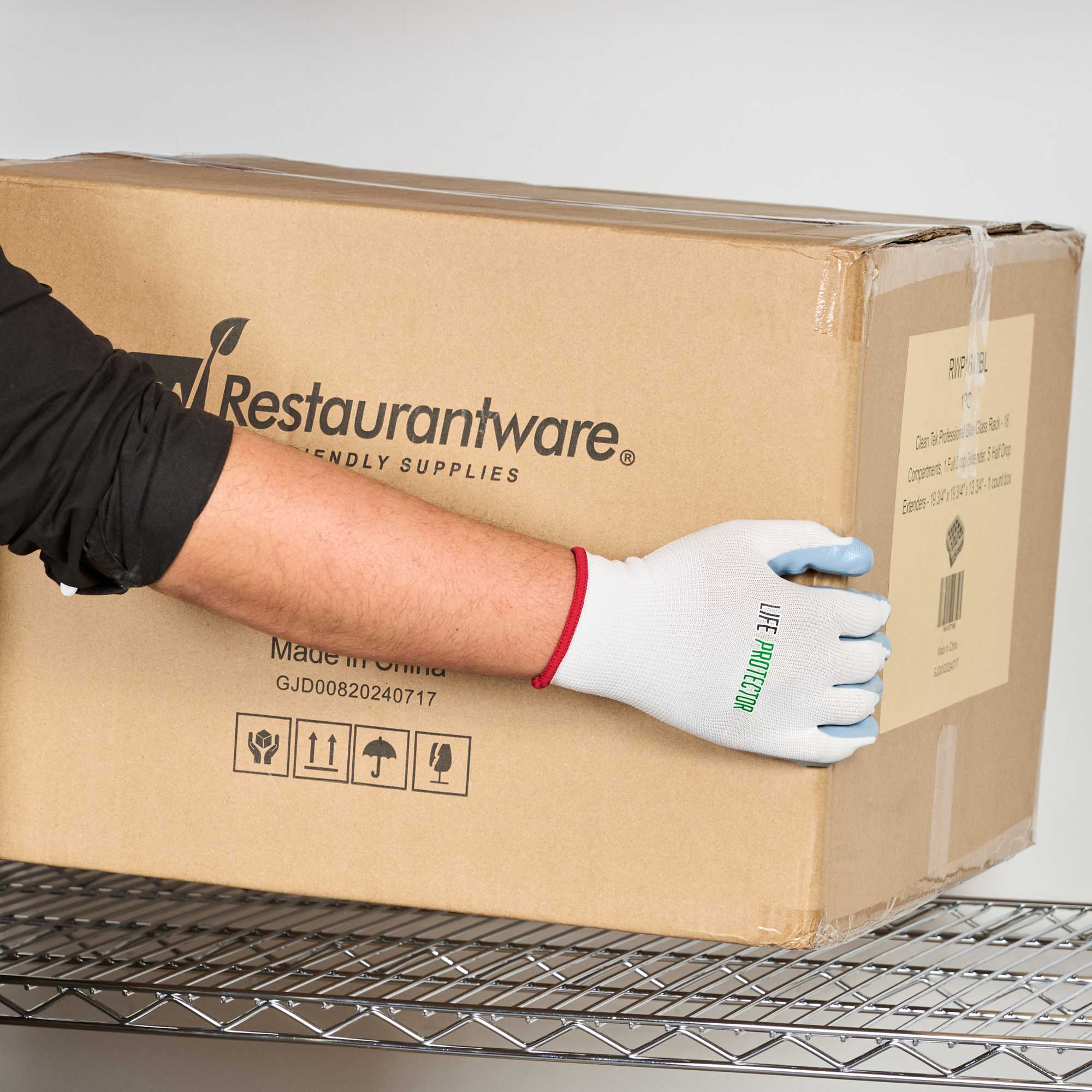 Life Protector White Nylon Small Work Gloves - with Flat Nitrile Palm Coating - Pair - 1 count box