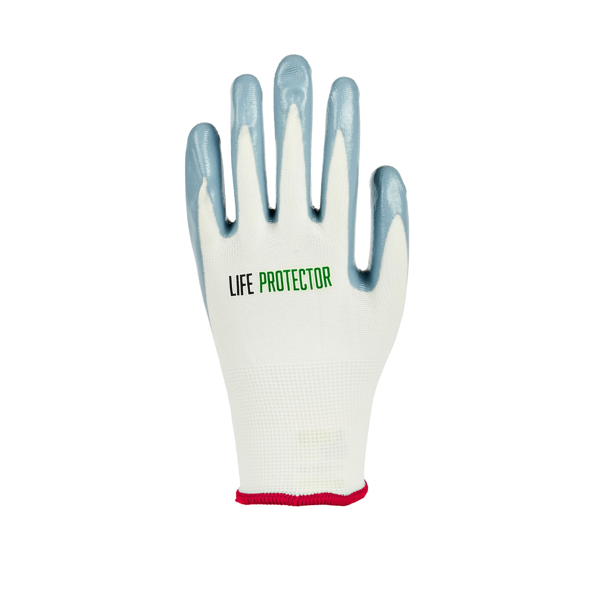Life Protector White Nylon Small Work Gloves - with Flat Nitrile Palm Coating - Pair - 10 count box