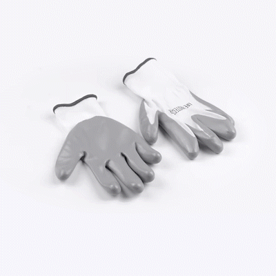 Life Protector White Nylon Medium Work Gloves - with Flat Nitrile Palm Coating - Pair - 10 count box