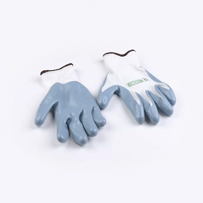 Life Protector White Nylon Large Work Gloves - with Flat Nitrile Palm Coating - Pair - 1 count box