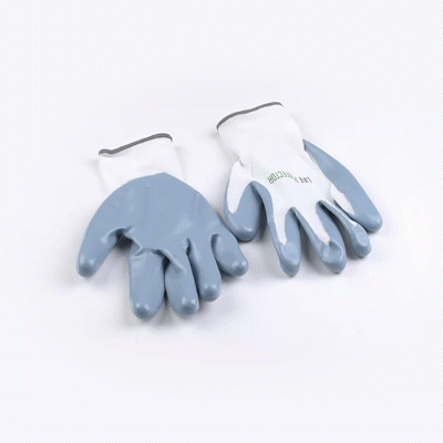 Life Protector White Nylon Extra Large Work Gloves - with Flat Nitrile Palm Coating - Pair - 1 count box