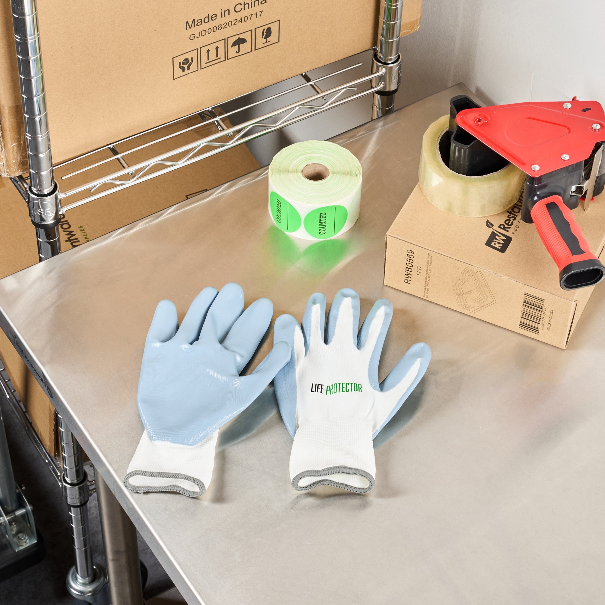 Life Protector White Nylon Extra Large Work Gloves - with Flat Nitrile Palm Coating - Pair - 1 count box