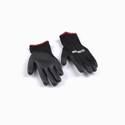 Life Protector Black Nylon Small Work Gloves - with Polyurethane Palm Coating - Pair - 1 count box