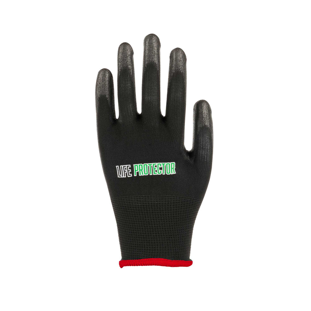 Life Protector Black Nylon Small Work Gloves - with Polyurethane Palm Coating - Pair - 1 count box