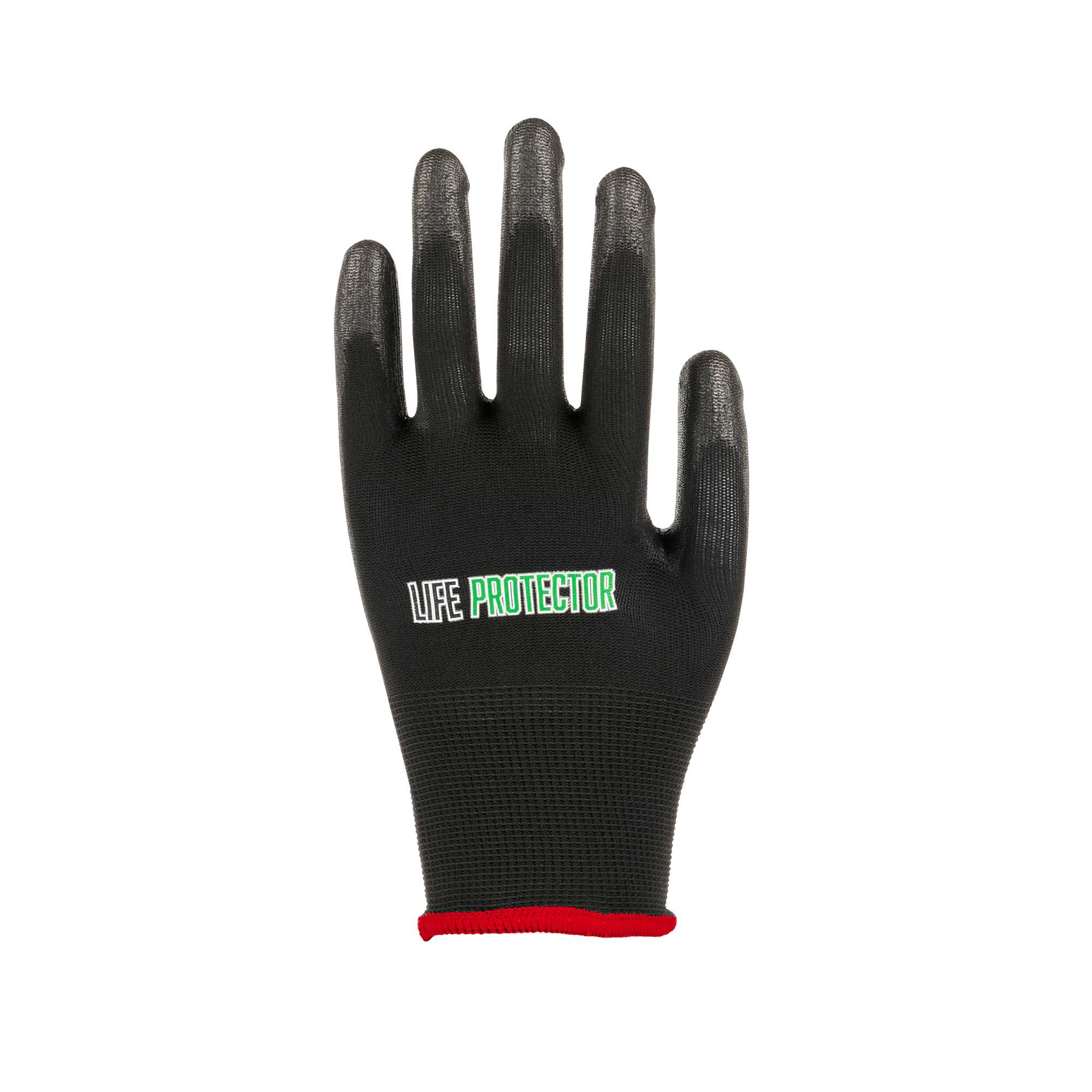 Life Protector Black Nylon Small Work Gloves - with Polyurethane Palm Coating - Pair - 1 count box