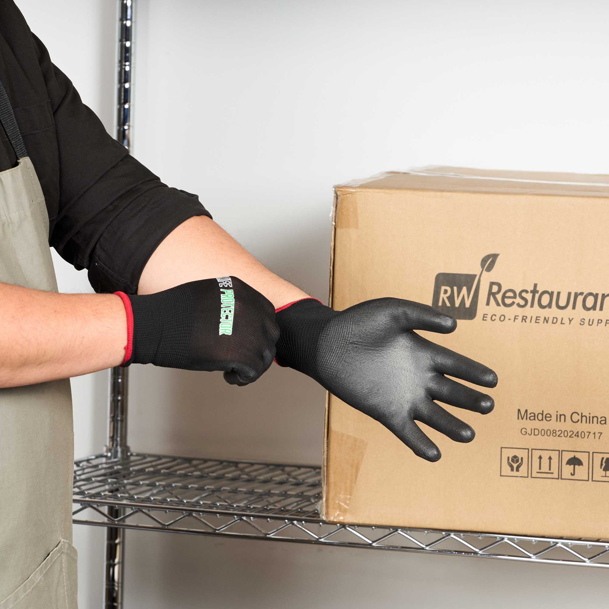 Life Protector Black Nylon Small Work Gloves - with Polyurethane Palm Coating - Pair - 1 count box