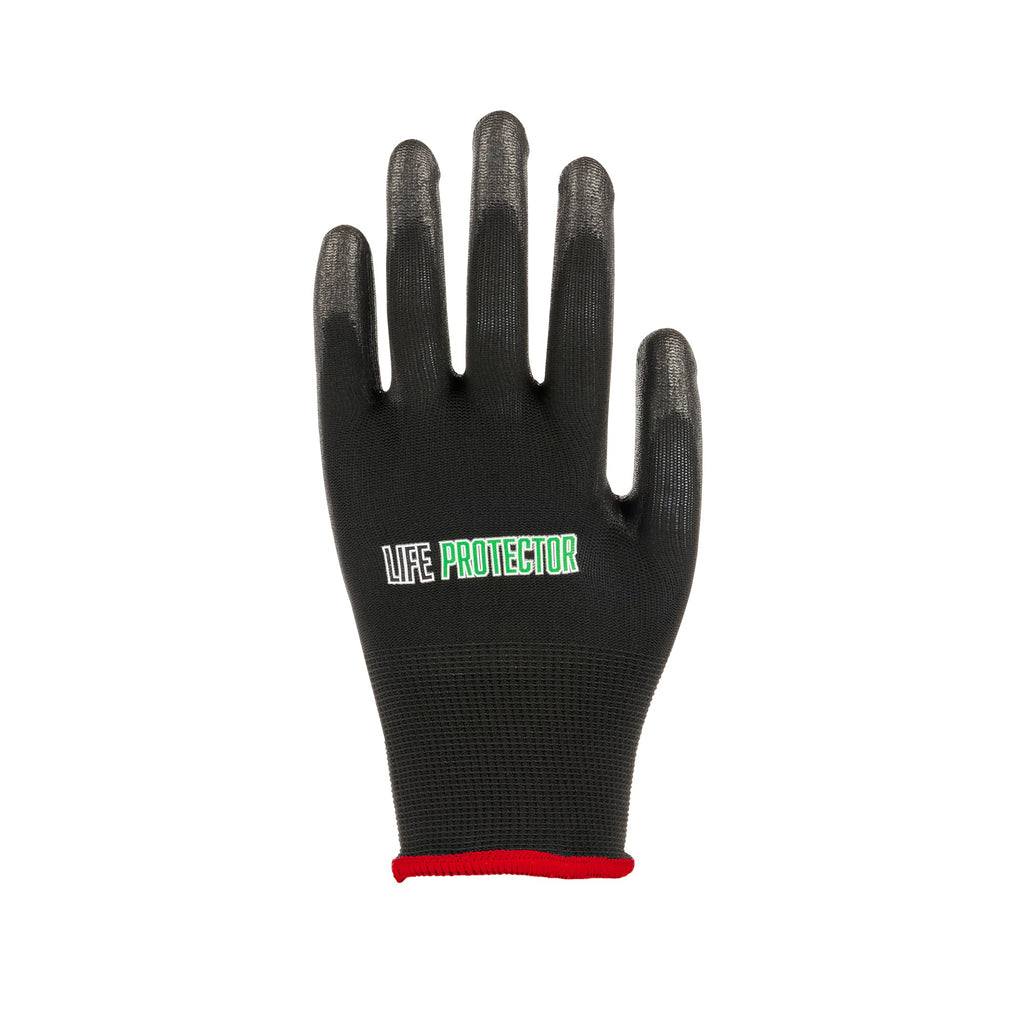 Life Protector Black Nylon Small Work Gloves - with Polyurethane Palm Coating - Pair - 10 count box