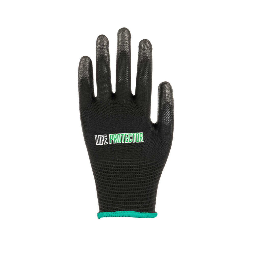 Life Protector Black Nylon Medium Work Gloves - with Polyurethane Palm Coating - Pair - 1 count box