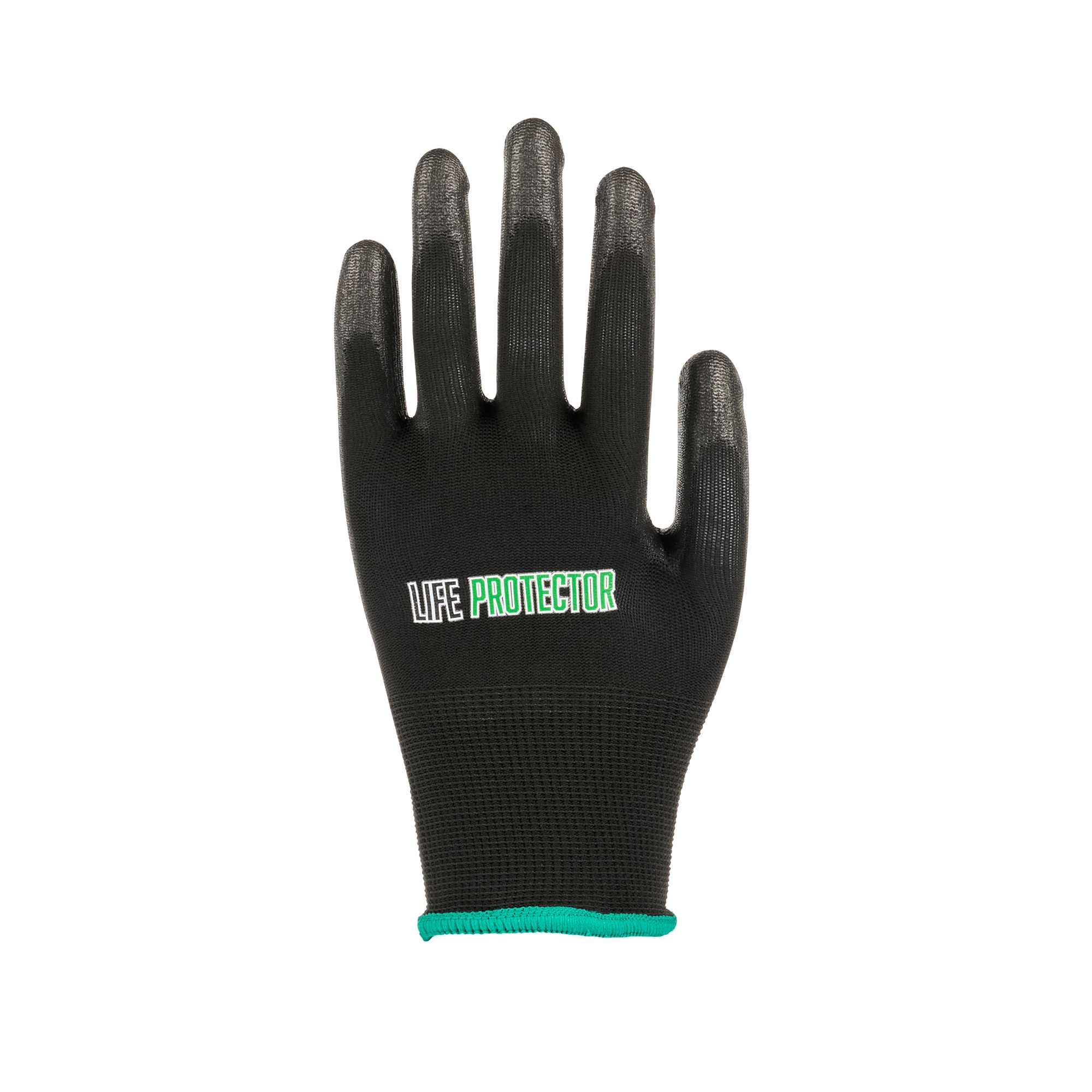 Life Protector Black Nylon Medium Work Gloves - with Polyurethane Palm Coating - Pair - 1 count box
