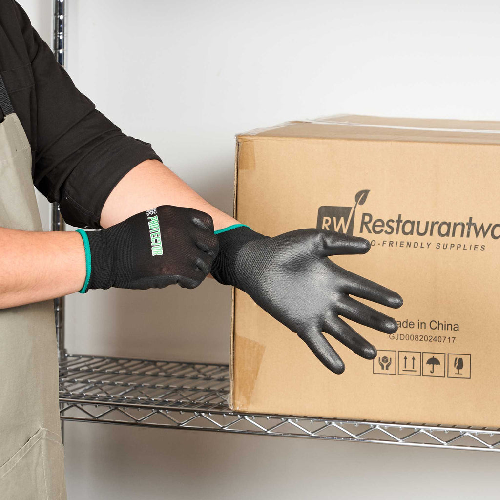 Life Protector Black Nylon Medium Work Gloves - with Polyurethane Palm Coating - Pair - 1 count box