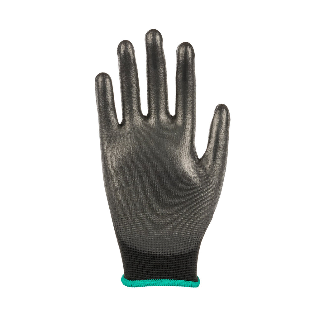 Life Protector Black Nylon Medium Work Gloves - with Polyurethane Palm Coating - Pair - 10 count box