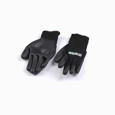 Life Protector Black Nylon Large Work Gloves - with Polyurethane Palm Coating - Pair - 1 count box