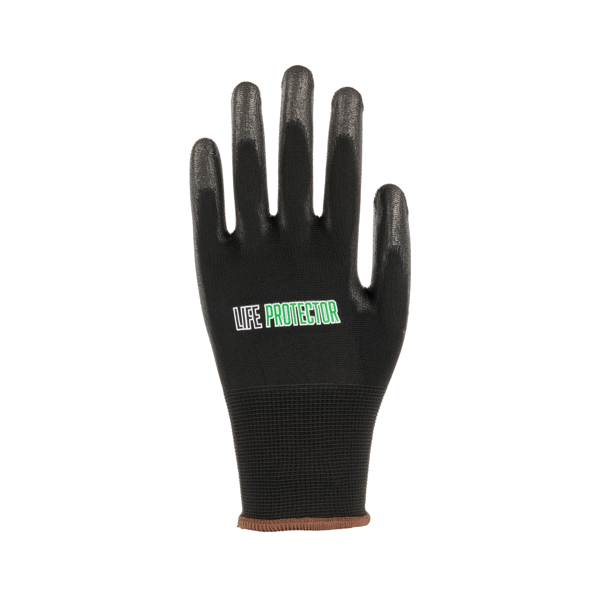 Life Protector Black Nylon Large Work Gloves - with Polyurethane Palm Coating - Pair - 10 count box