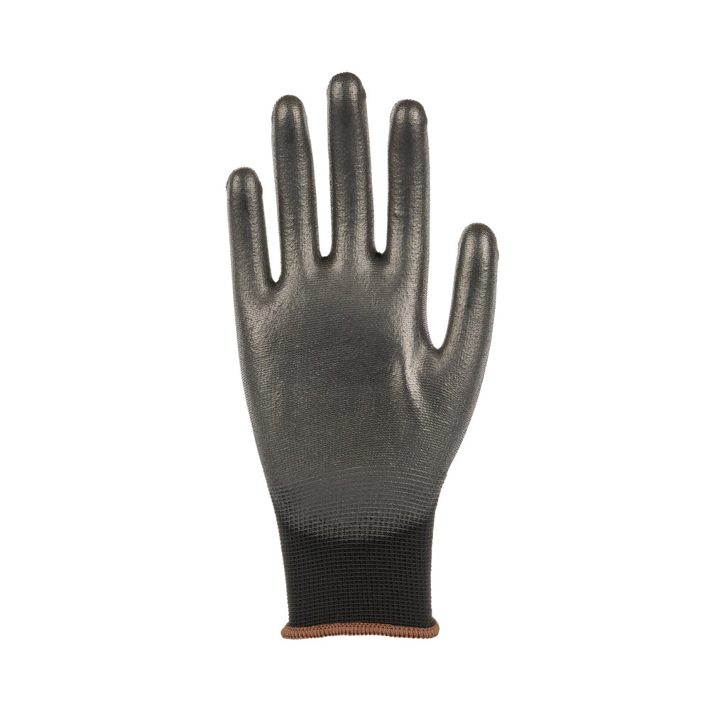 Life Protector Black Nylon Large Work Gloves - with Polyurethane Palm Coating - Pair - 10 count box
