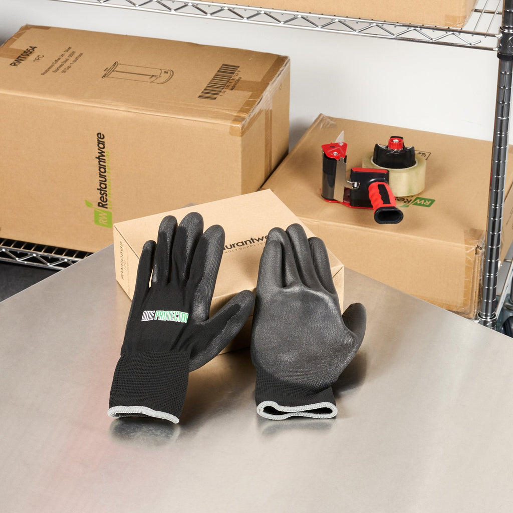 Life Protector Black Nylon Extra Large Work Gloves - with Polyurethane Palm Coating - Pair - 1 count box