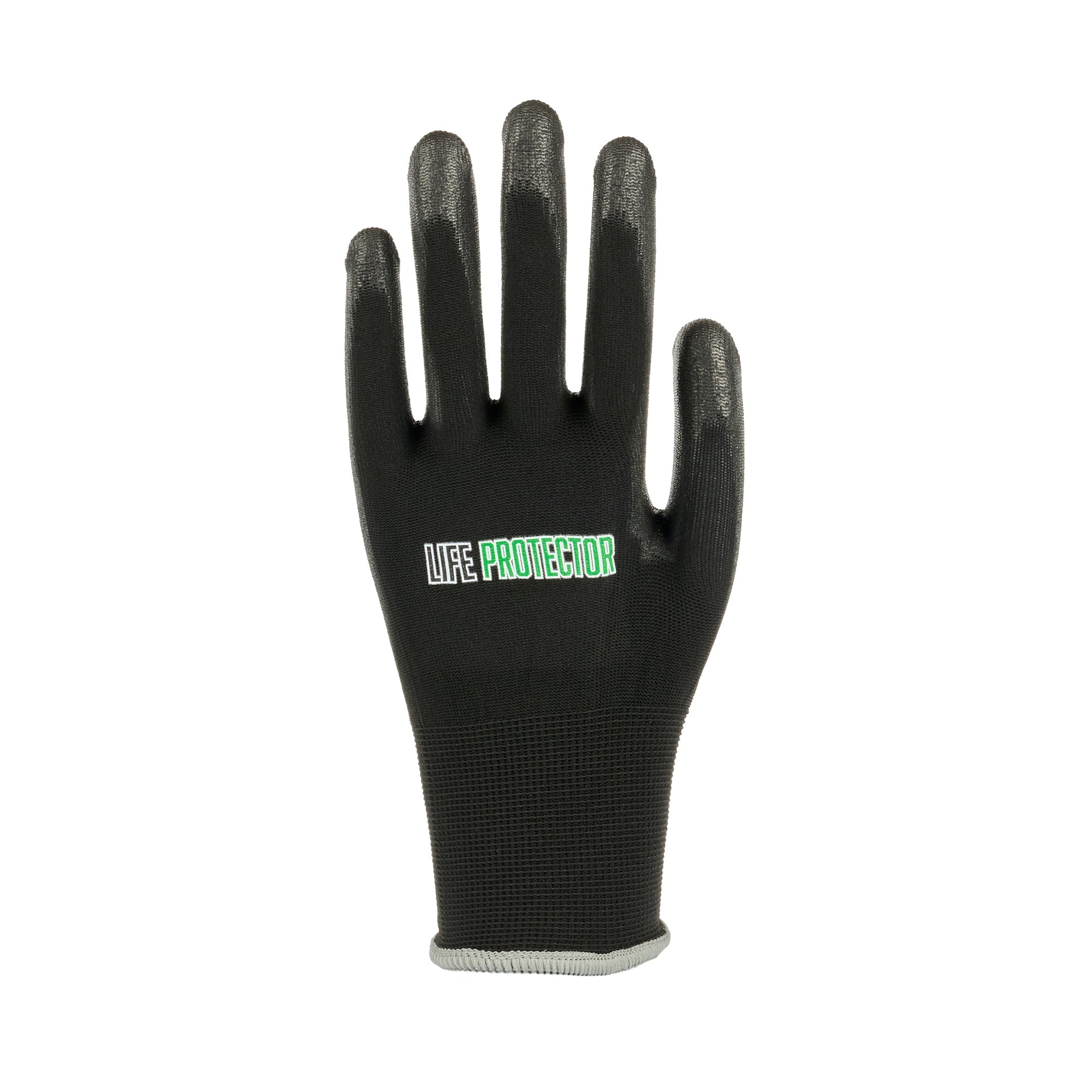 Life Protector Black Nylon Extra Large Work Gloves - with Polyurethane Palm Coating - Pair - 1 count box