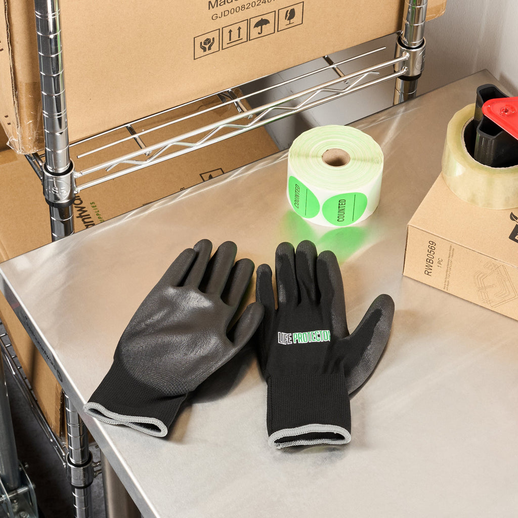 Life Protector Black Nylon Extra Large Work Gloves - with Polyurethane Palm Coating - Pair - 1 count box