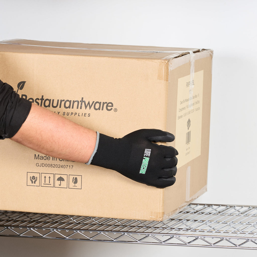 Life Protector Black Nylon Extra Large Work Gloves - with Polyurethane Palm Coating - Pair - 1 count box