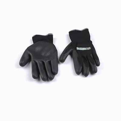 Life Protector Black Nylon Extra Large Work Gloves - with Polyurethane Palm Coating - Pair - 10 count box