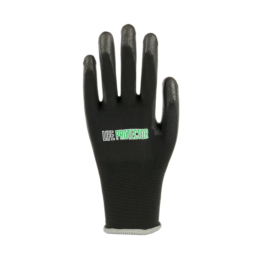 Life Protector Black Nylon Extra Large Work Gloves - with Polyurethane Palm Coating - Pair - 10 count box