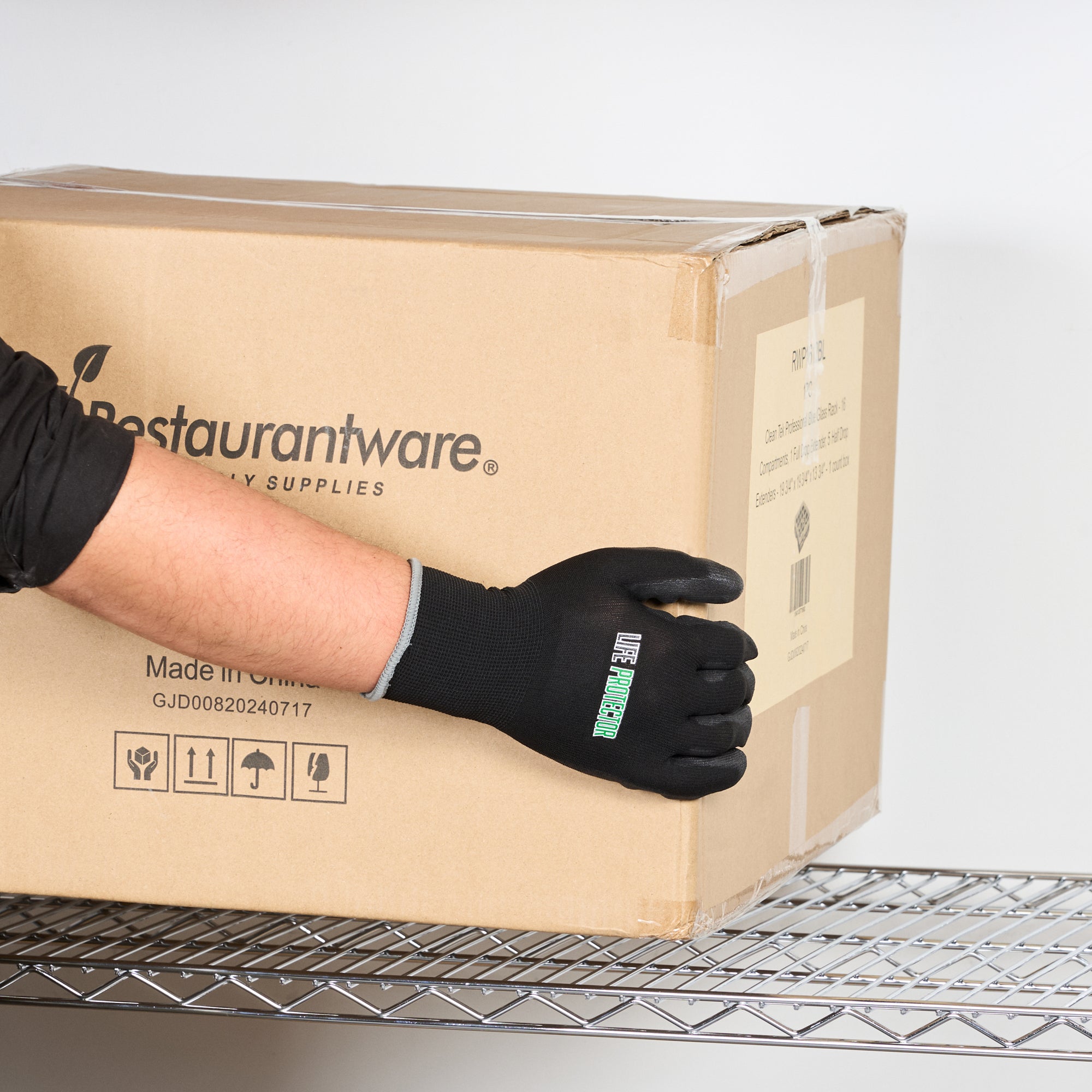 Life Protector Black Nylon Extra Large Work Gloves - with Polyurethane Palm Coating - Pair - 10 count box