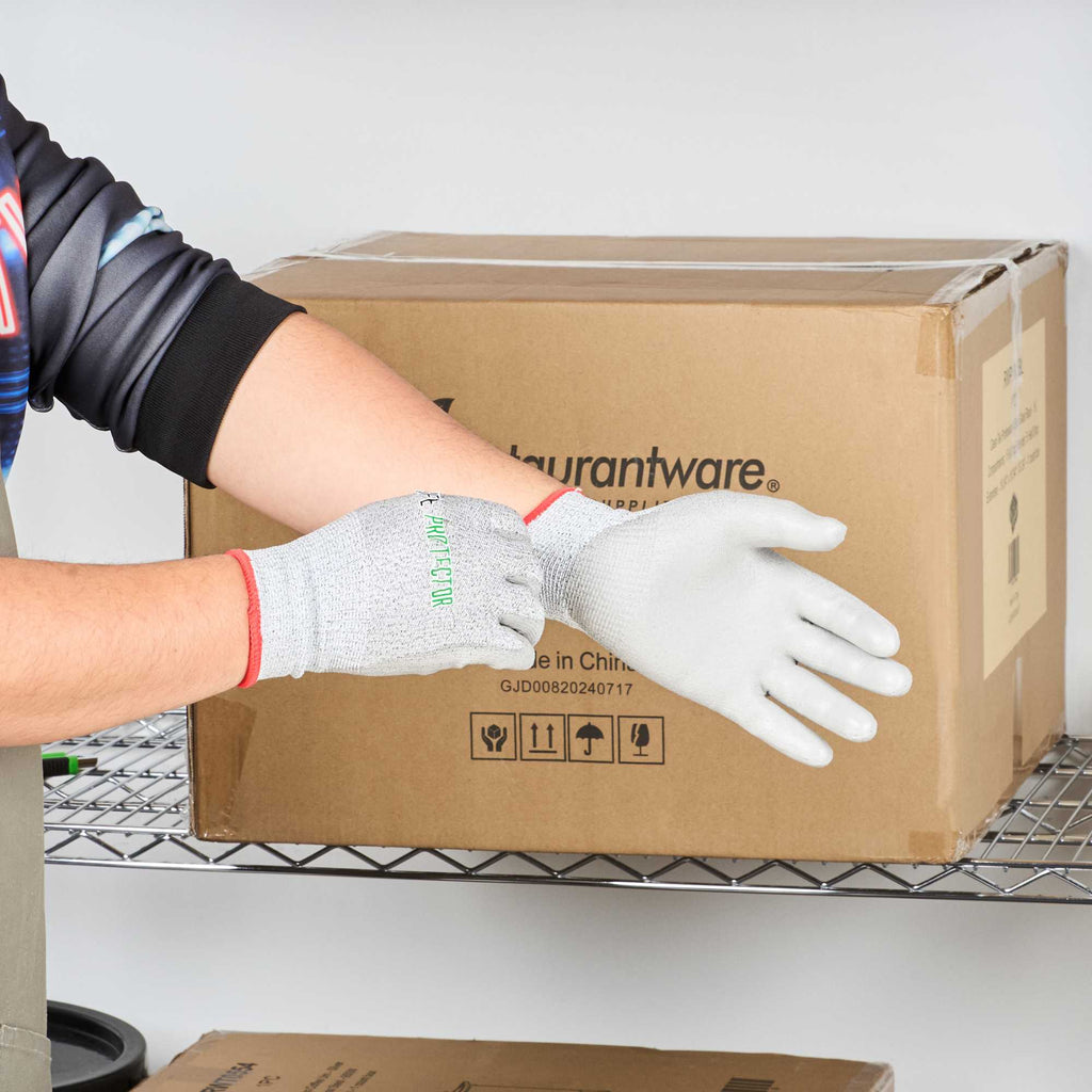 Life Protector Gray HPPE Polyester / Spandex Small Work Gloves - with Polyurethane Palm Coating, Cut-Resistant - Pair - 1 count box