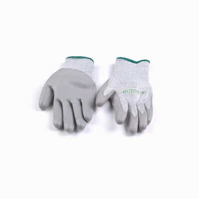 Life Protector Gray HPPE Polyester / Spandex Medium Work Gloves - with Polyurethane Palm Coating, Cut-Resistant - Pair - 1 count box