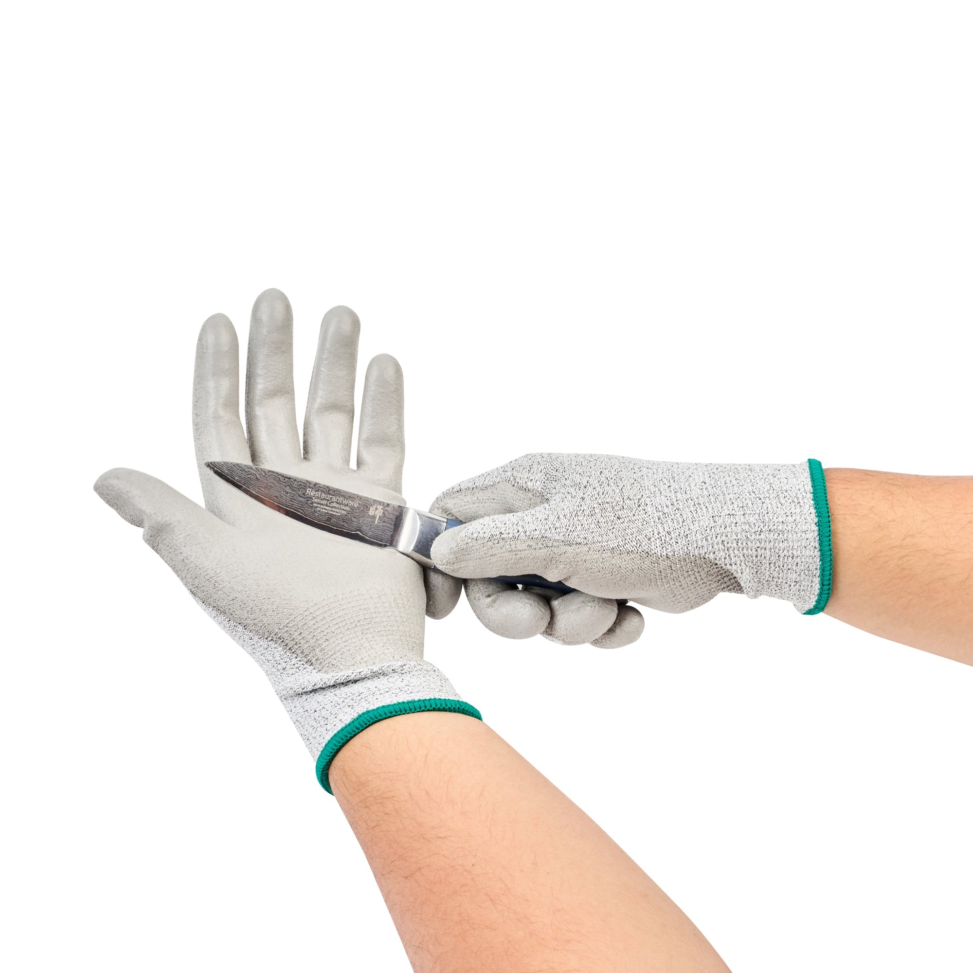 Life Protector Gray HPPE Polyester / Spandex Medium Work Gloves - with Polyurethane Palm Coating, Cut-Resistant - Pair - 10 count box