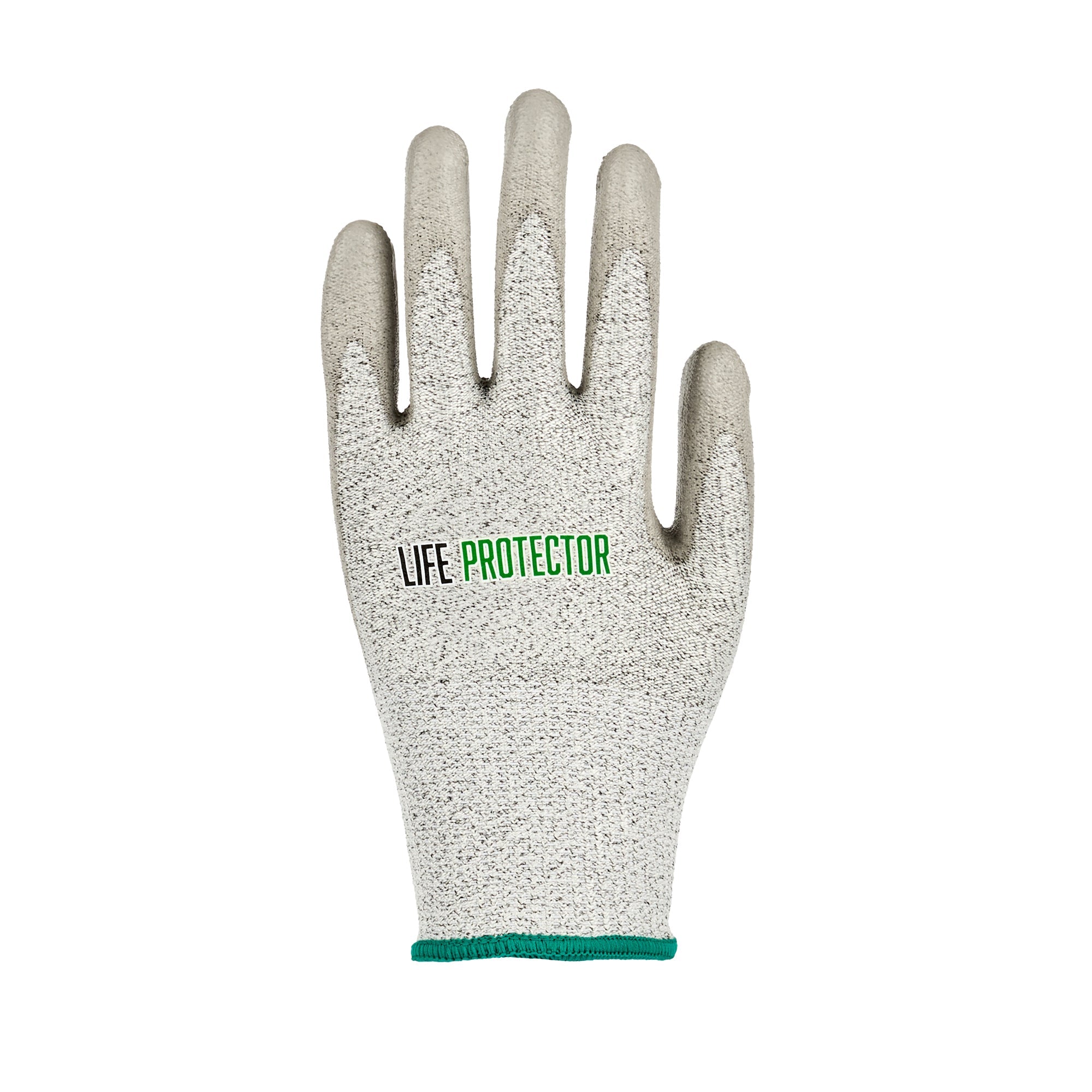 Life Protector Gray HPPE Polyester / Spandex Medium Work Gloves - with Polyurethane Palm Coating, Cut-Resistant - Pair - 10 count box