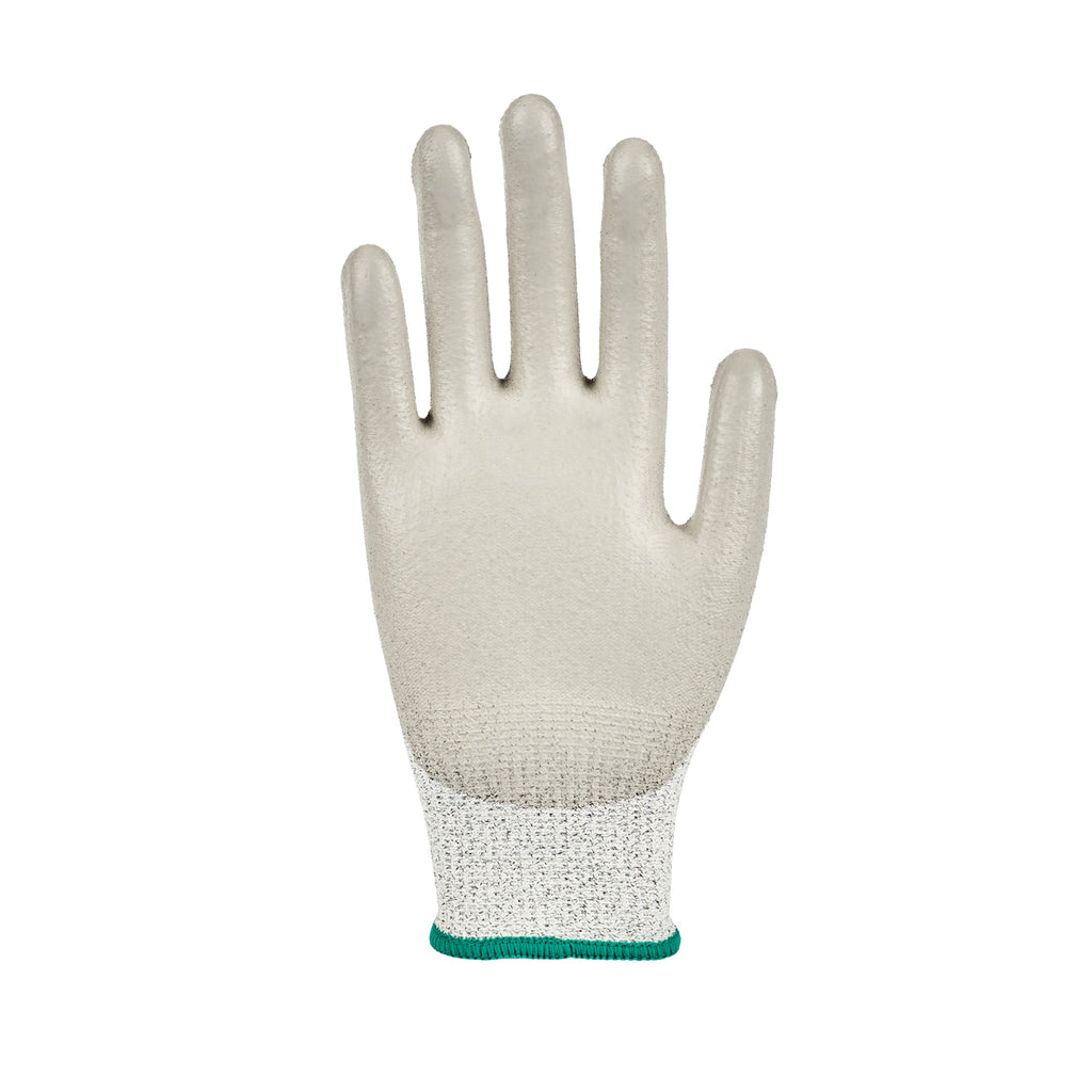 Life Protector Gray HPPE Polyester / Spandex Medium Work Gloves - with Polyurethane Palm Coating, Cut-Resistant - Pair - 10 count box