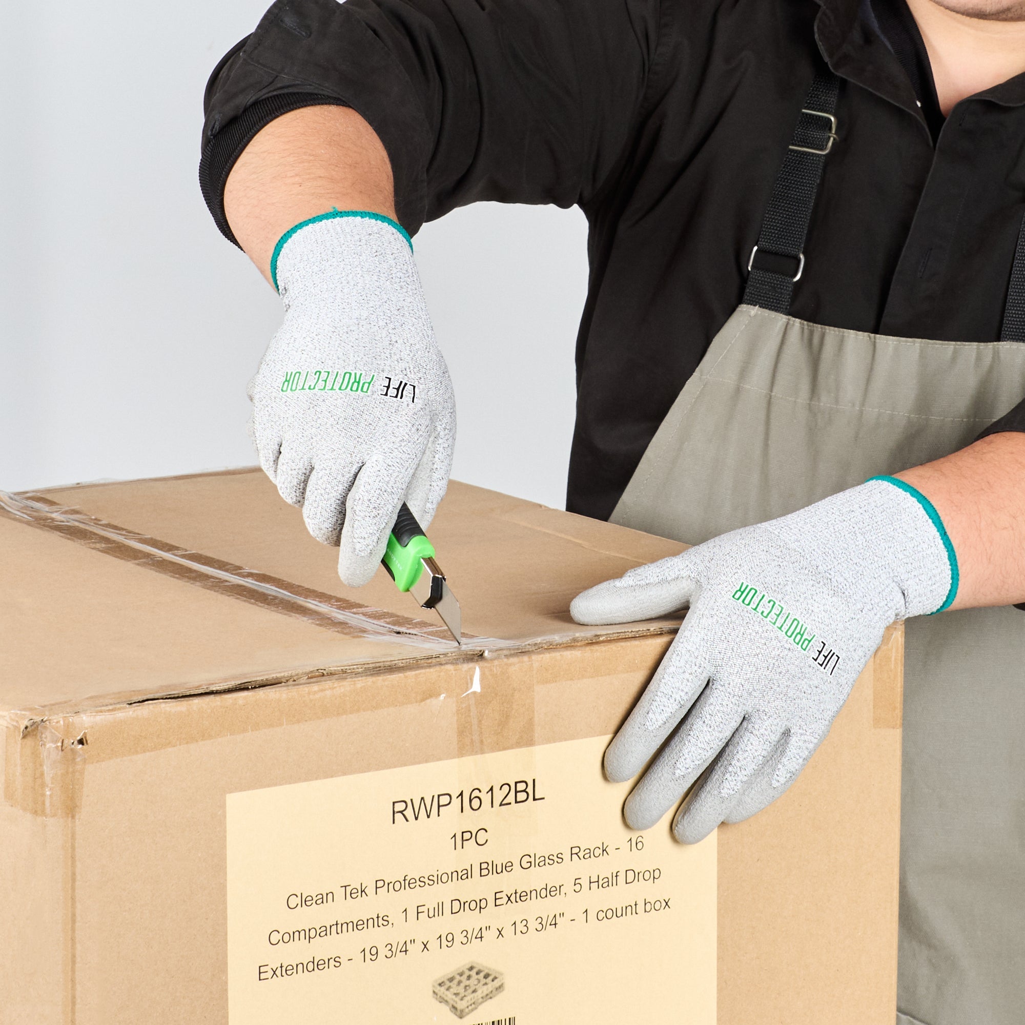 Life Protector Gray HPPE Polyester / Spandex Medium Work Gloves - with Polyurethane Palm Coating, Cut-Resistant - Pair - 10 count box