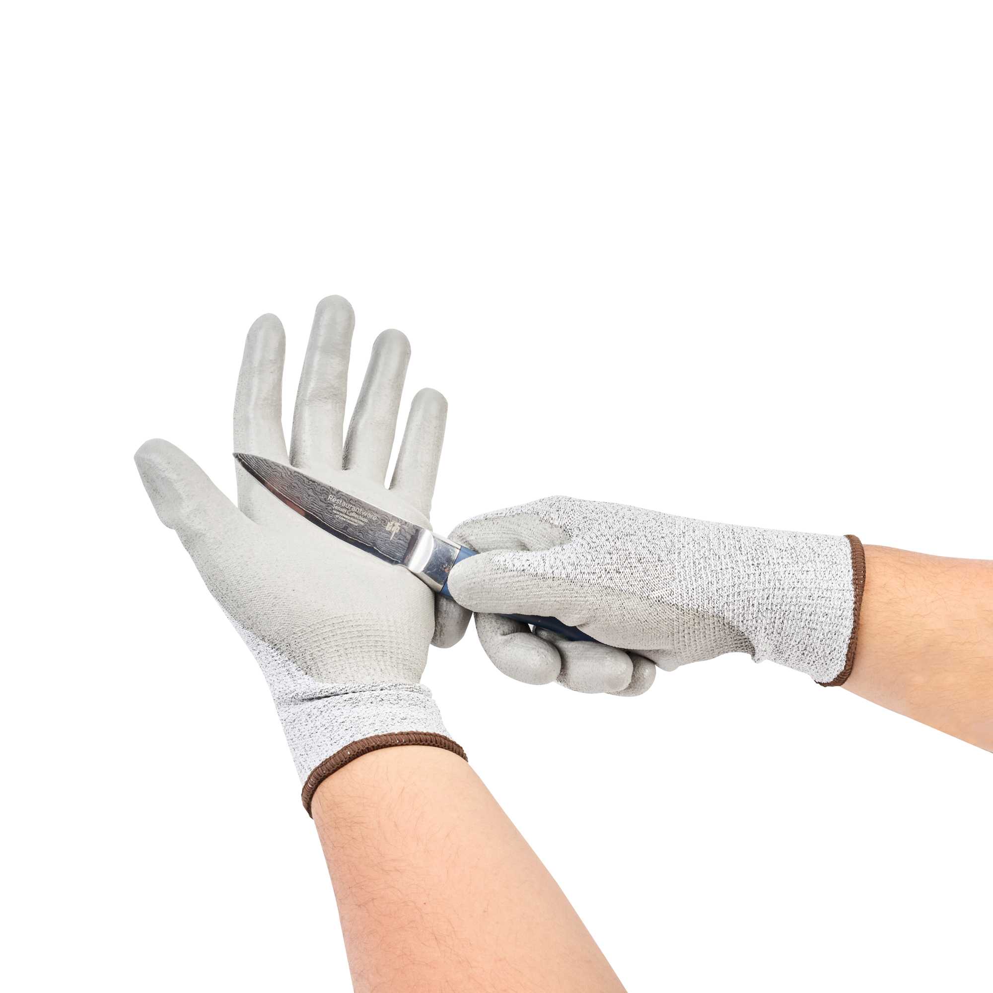 Life Protector Gray HPPE Polyester / Spandex Large Work Gloves - with Polyurethane Palm Coating, Cut-Resistant - Pair - 1 count box