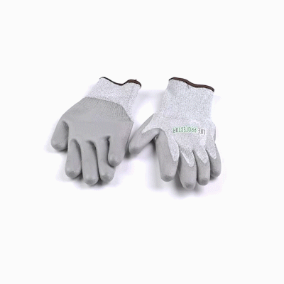 Life Protector Gray HPPE Polyester / Spandex Large Work Gloves - with Polyurethane Palm Coating, Cut-Resistant - Pair - 1 count box