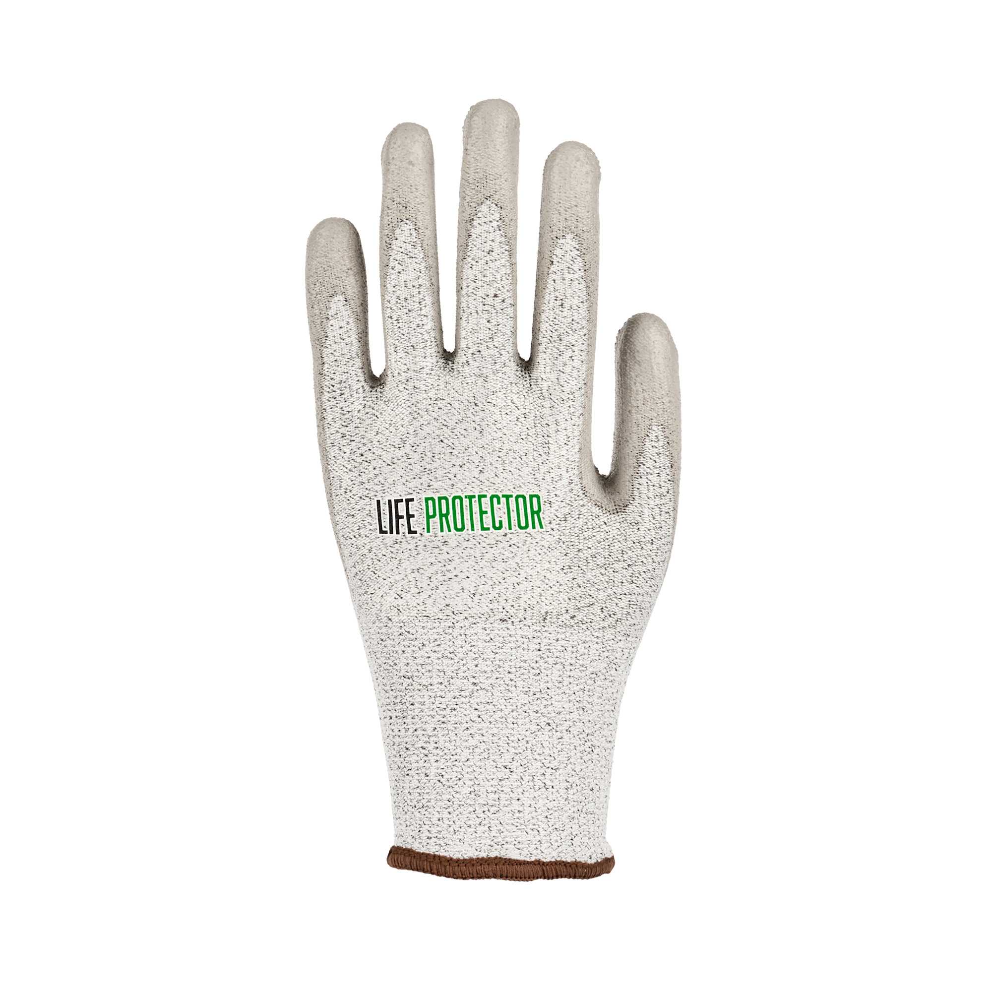 Life Protector Gray HPPE Polyester / Spandex Large Work Gloves - with Polyurethane Palm Coating, Cut-Resistant - Pair - 1 count box
