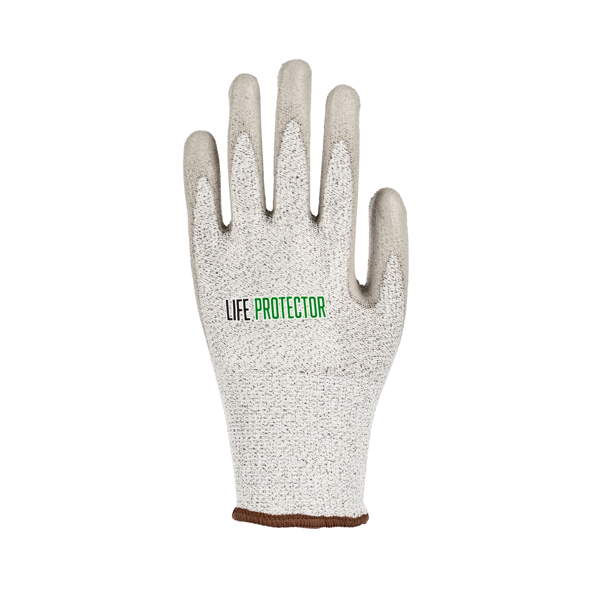 Life Protector Gray HPPE Polyester / Spandex Large Work Gloves - with Polyurethane Palm Coating, Cut-Resistant - Pair - 10 count box