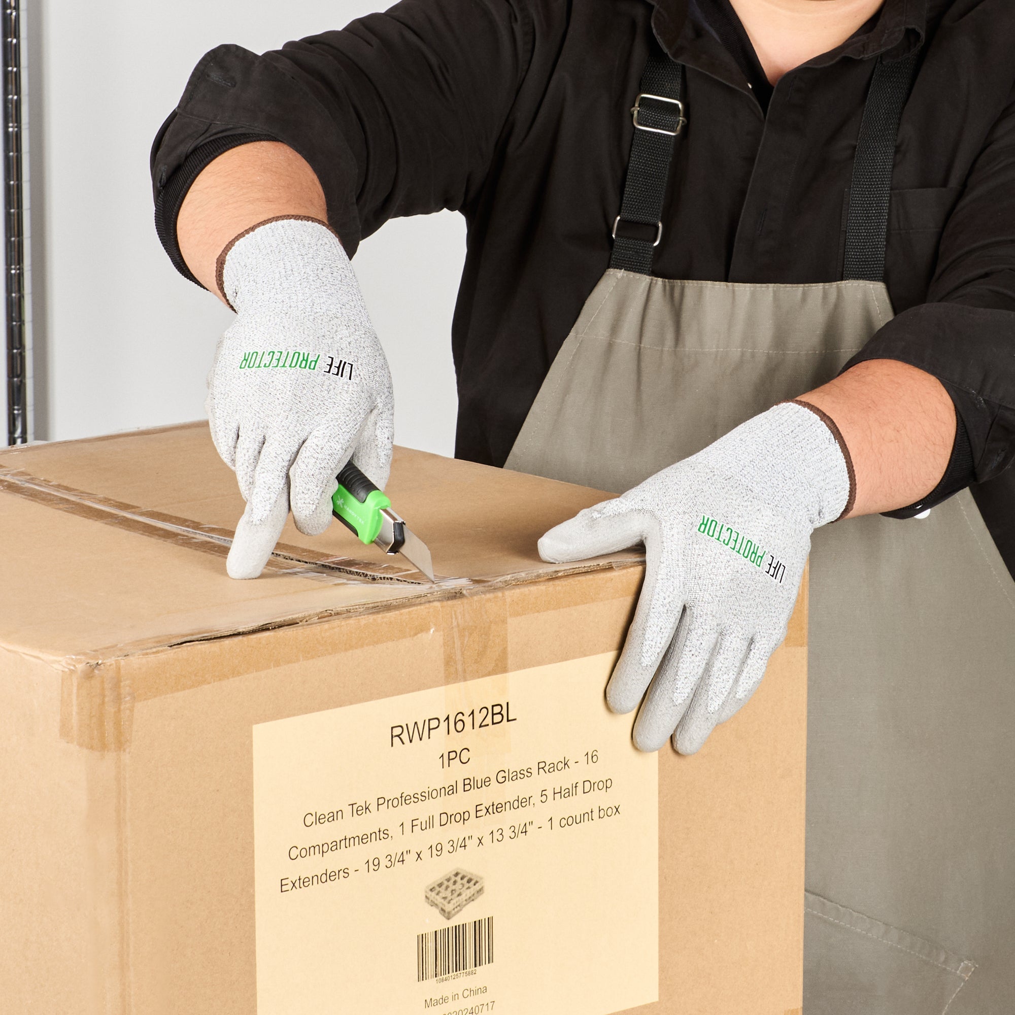 Life Protector Gray HPPE Polyester / Spandex Large Work Gloves - with Polyurethane Palm Coating, Cut-Resistant - Pair - 10 count box