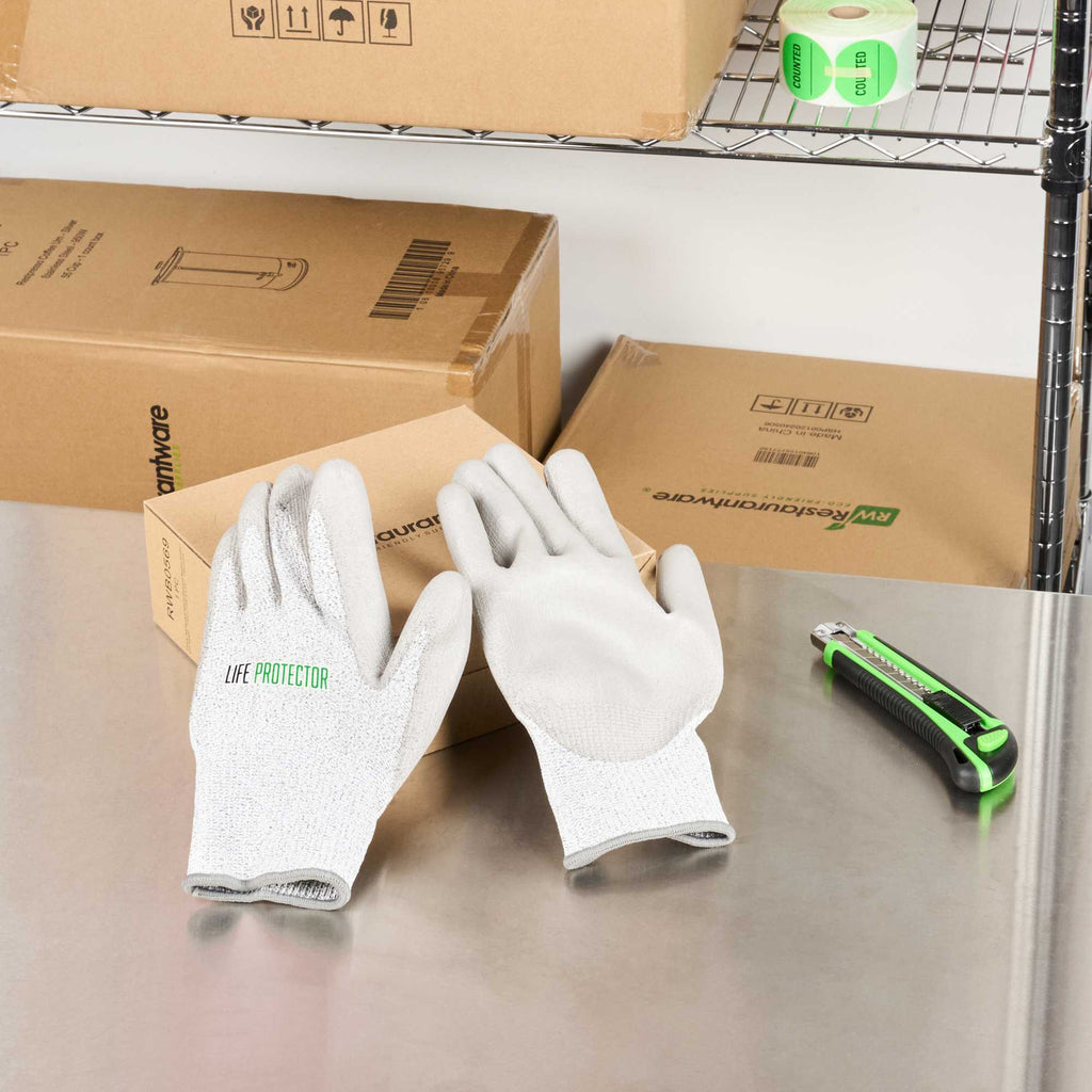 Life Protector Gray HPPE Polyester / Spandex Extra Large Work Gloves - with Polyurethane Palm Coating, Cut-Resistant - Pair - 1 count box