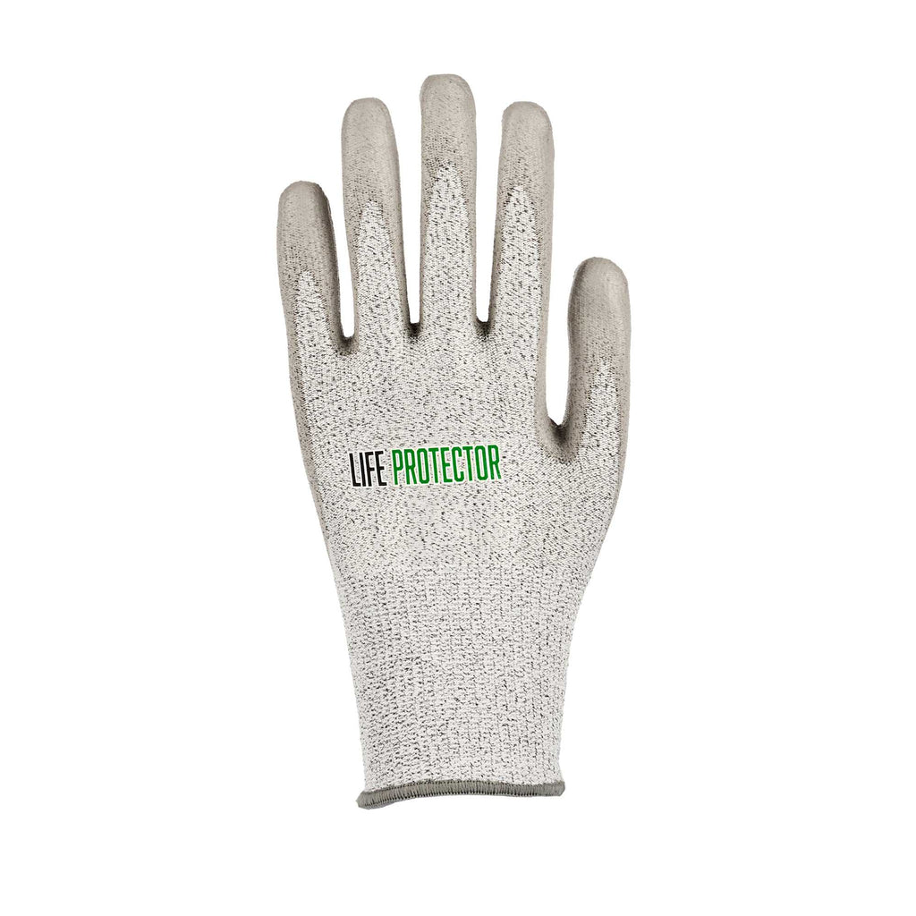 Life Protector Gray HPPE Polyester / Spandex Extra Large Work Gloves - with Polyurethane Palm Coating, Cut-Resistant - Pair - 1 count box