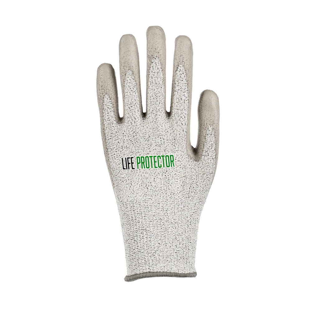 Life Protector Gray HPPE Polyester / Spandex Extra Large Work Gloves - with Polyurethane Palm Coating, Cut-Resistant - Pair - 10 count box