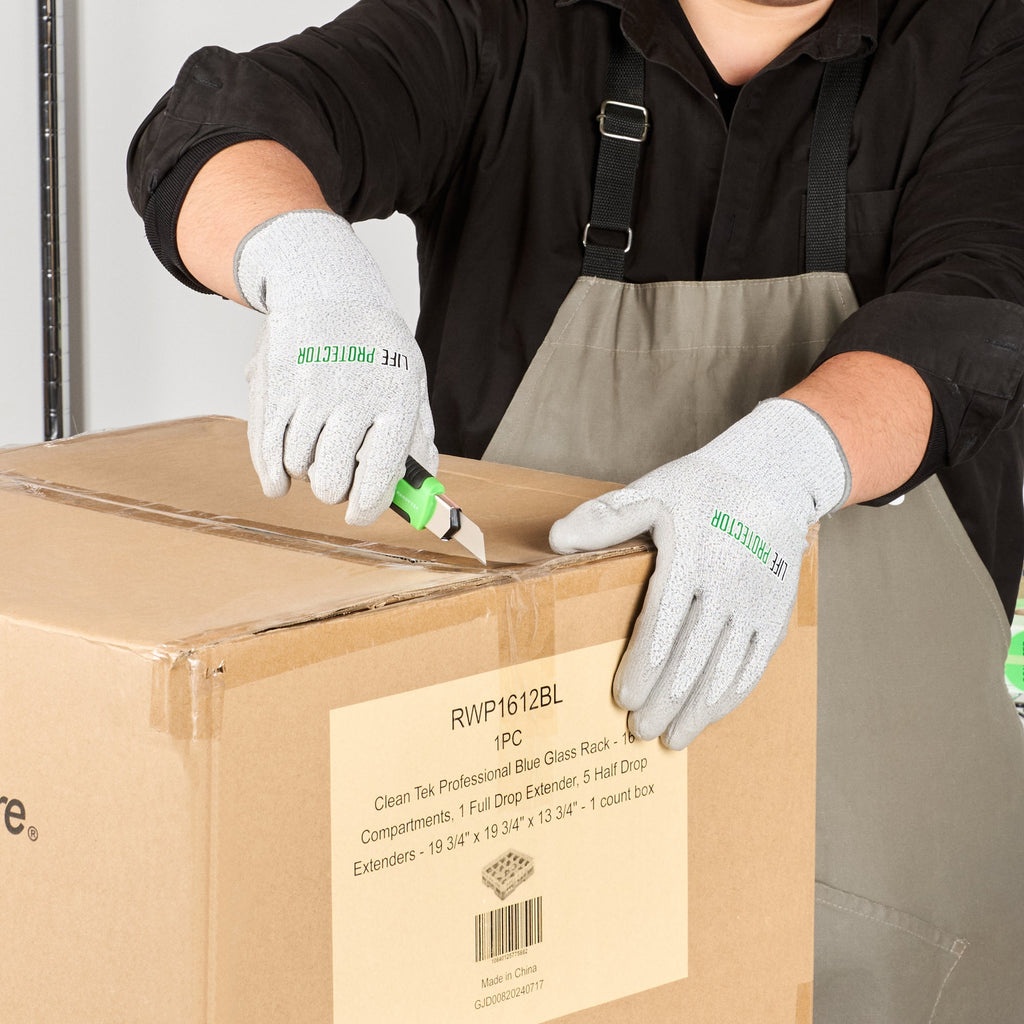 Life Protector Gray HPPE Polyester / Spandex Extra Large Work Gloves - with Polyurethane Palm Coating, Cut-Resistant - Pair - 10 count box