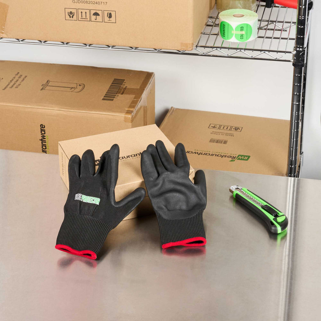 Life Protector Black HPPE Nylon / Spandex Small Work Gloves - with Ultra-Thin Foam Nitrile Palm Coating, Cut-Resistant - Pair - 1 count box