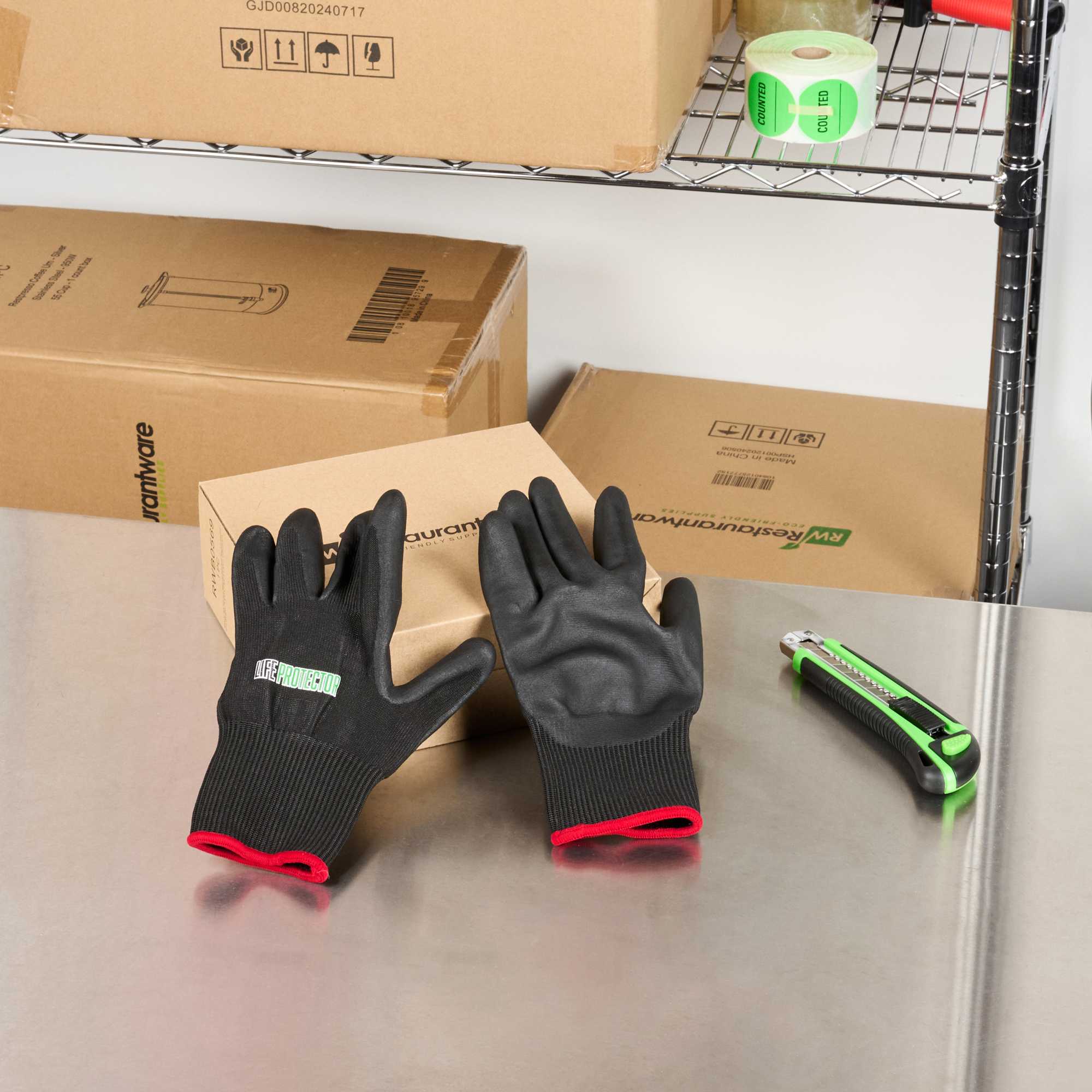Life Protector Black HPPE Nylon / Spandex Small Work Gloves - with Ultra-Thin Foam Nitrile Palm Coating, Cut-Resistant - Pair - 1 count box